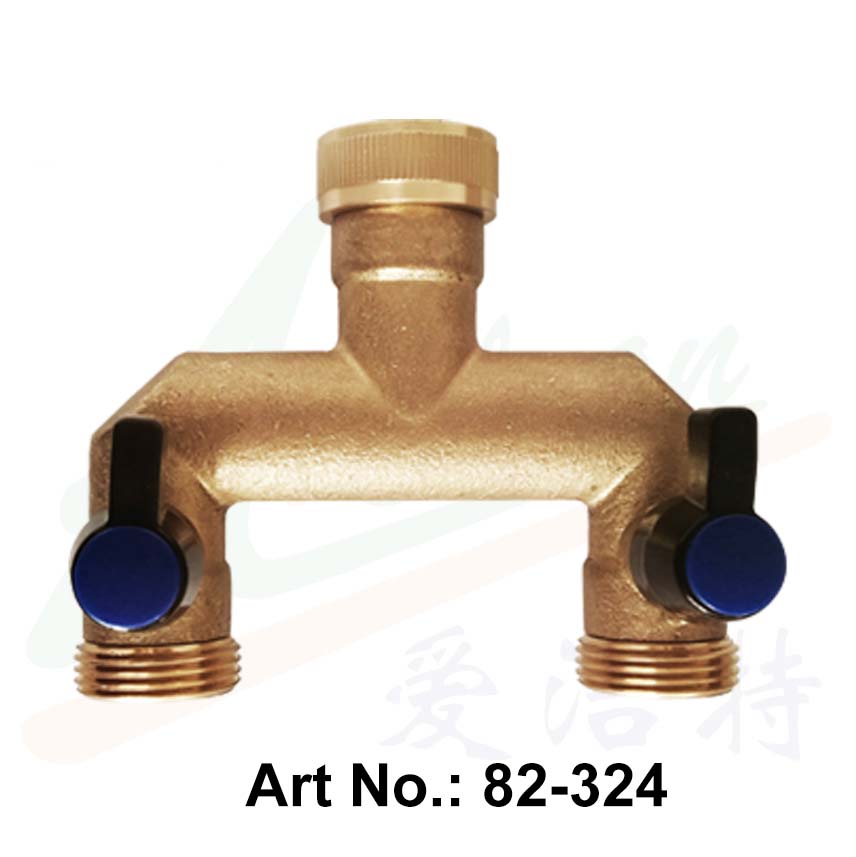 Brass Twin-Outlet Splitter with Valve